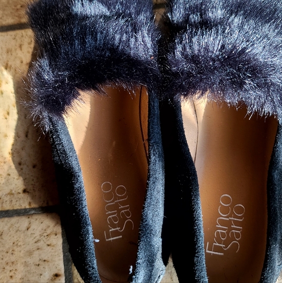 Leather Franco Sarto faux fur loafer sz 8M - Picture 6 of 9
